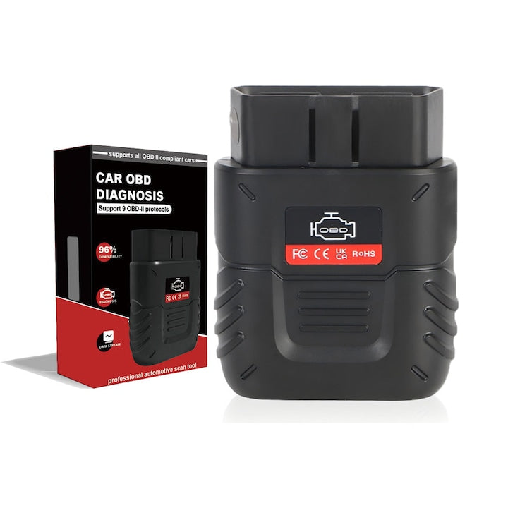 Tester Diagnoza Auto Universal V019 Compatibil IOS/Android Pentru Diagnosticare Auto diagnoza completa Identificare automata licenta si updat Bluetooth 4 OUYLAF Negru