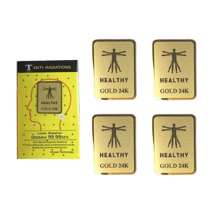 Set 4 Stickere anti-radiatii PsAyl metalice 21x29mm auriu
