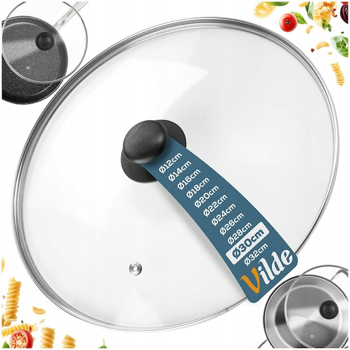 Capac Vilde 30 cm Sticla Rama Din Otel Inoxidabil Maner Din Material Rezistent Rezistent La Temperaturi De Pana La +200°C Calitate Inalta A Materialelor Transparent