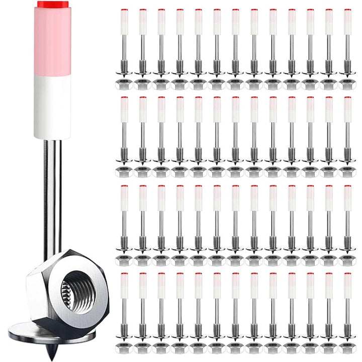 Set of 50 Round Nails with Nut Bolts for 7.3mm Manual Nail Gun, Durable, Rust-Resistant, for Concrete, Wood, Brick, Walls, Floors, Ceilings