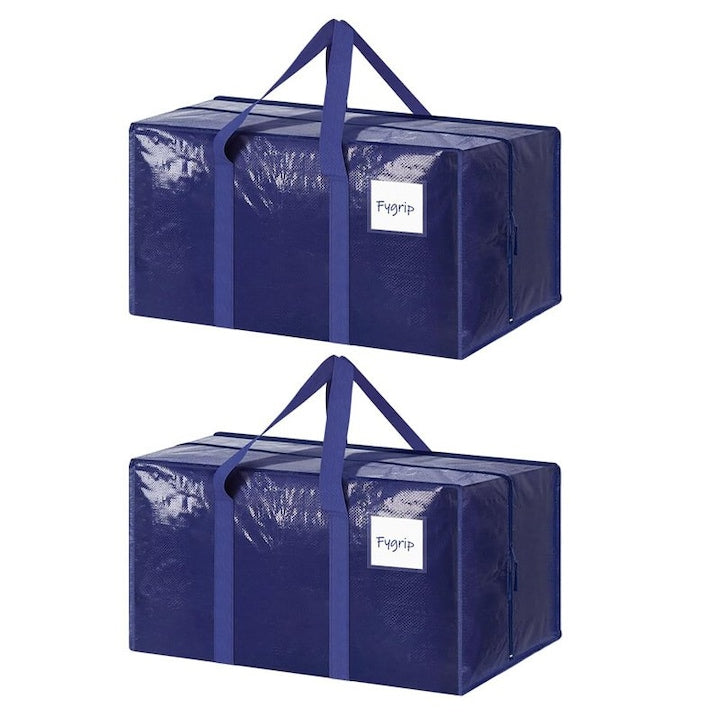 Set of 2 ZOUN High-Capacity Storage Bags for Moving, Packing, Organizing Clothes, Waterproof, Moisture-Resistant, 74 × 36 × 33 cm, Wide-Opening Design, Strong and Durable, 100 L Capacity, Blue