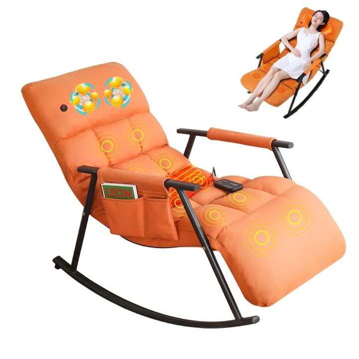 Fotoliu de Masaj SANSES 4 Zone Functie de incalzire Telecomanda pentru Dureri de Spate Coloana Folosit pentru Relaxarea Intregului Corp pentru Barbati si Femei Utilizare Acasa si la Birou Dimensiune Reglabila Portocaliu