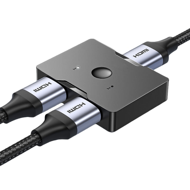 HDMI Switch 4K 60Hz Bi-directional 1x2/2x1 AB Fantasy Plug and Play Stable transmission over 40 meters Compatible with 4K/60Hz and 80P/120Hz Suitable for monitors, projectors, TVs, set-top boxes, PS5, Switch, PS4/Xbox, laptops