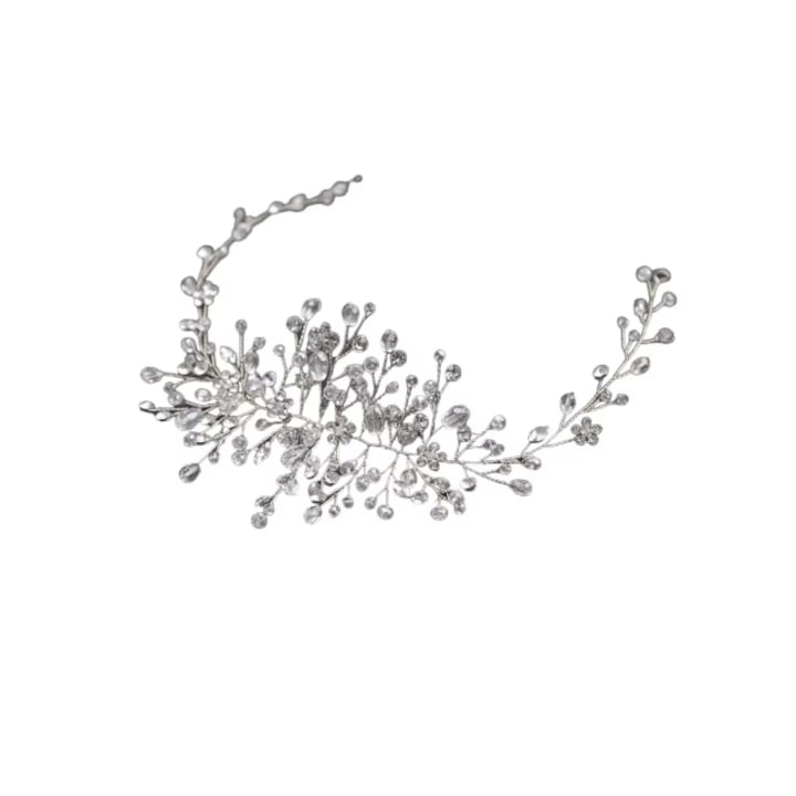 JENUOS - Clama de par pentru mireasa cu decoratiuni de cristal 30 cm forma ajustabila Argintiu