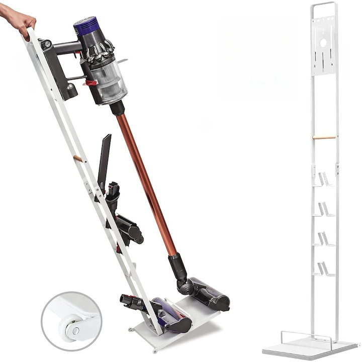 Floor stand for Wacorresi vacuum cleaners | Stands that can be applied to all dust containers | stable and elegant | 4 accessory holders | 126.5X22X29cm | white