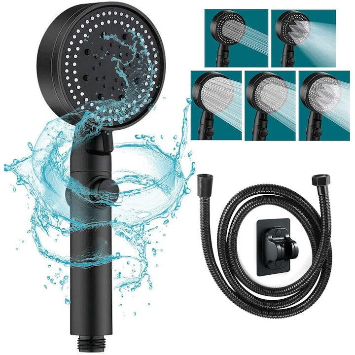 Shower head with 1.5m hose CHOOLY 5 spray modes black 25x9cm
