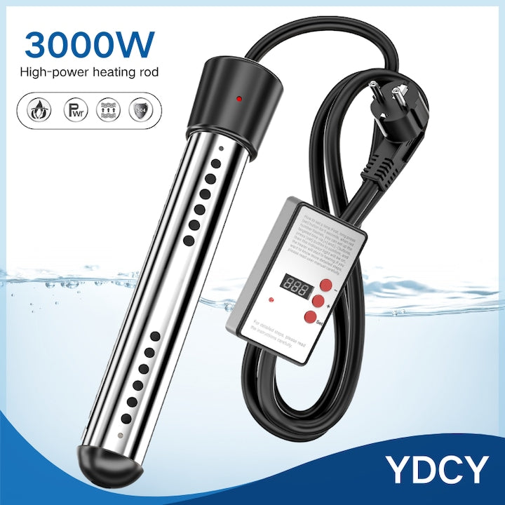 The YDCY 3000W Smart Stainless Steel Immersion Heater with digital temperature control is suitable for indoor and outdoor household applications, bathrooms, and water tanks. It heats up quickly and is easy to transport.