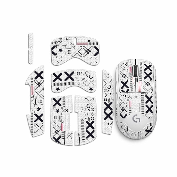 Banda anti-alunecare pentru mouse Garsonal pentru Logitech G Pro Wireless 2 material PU ultra-subtire 0 6mm alb set autoadeziv