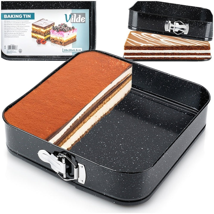 Tava De Copt Vilde 28x28x6.8 cm Tava De Copt Patrata Otel Carbon Cu Strat De Granit Coacere Uniforma Deschisa Pentru Confortul Utilizarii Grafit