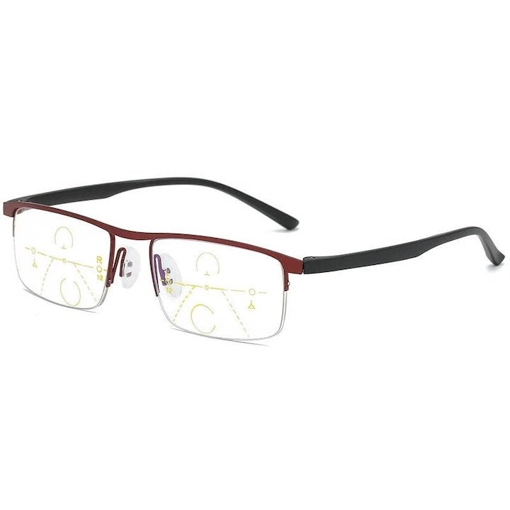 Multifocal progressive anti-blue light metal unisex glasses, black, +1.5 to +4.0