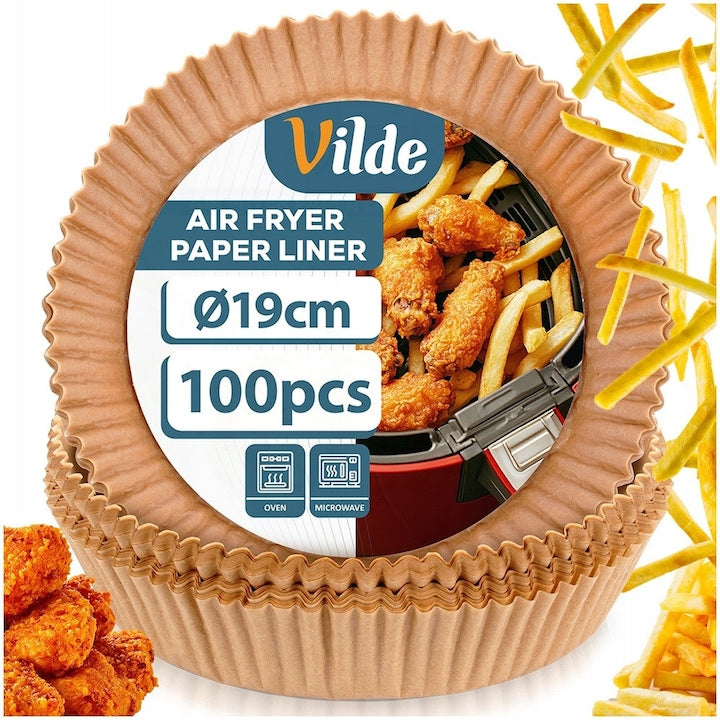 Set 100 Hartii De Copt Rotunde Pentru Friteuza Air Fryer Vilde 19 cm Maroniu De Unica Folosinta Din Hartie Antiaderenta Si Rezistenta La Ulei Protejeaza Interiorul De Murdarie Rezista La Temperaturi Ridicate In Cuptor Si Microunde