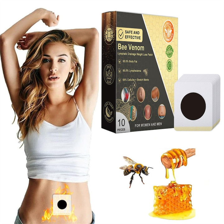Plasture modelator corporal cu venin de albine extracte de ghimbir si menta ingrediente 100% naturale arderea grasimilor imbunatatirea circulatiei detoxifiere si drenaj limfatic 10 bucati