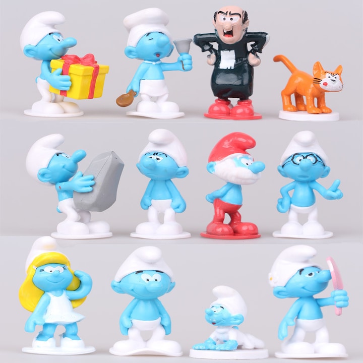 Set de 12 figurine Smurfi ZOUN statuete 5 × 5 cm multicolore