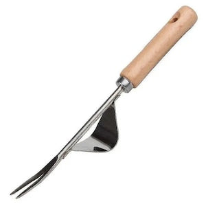 Handheld weed remover, stainless steel, wooden handle, 31cm