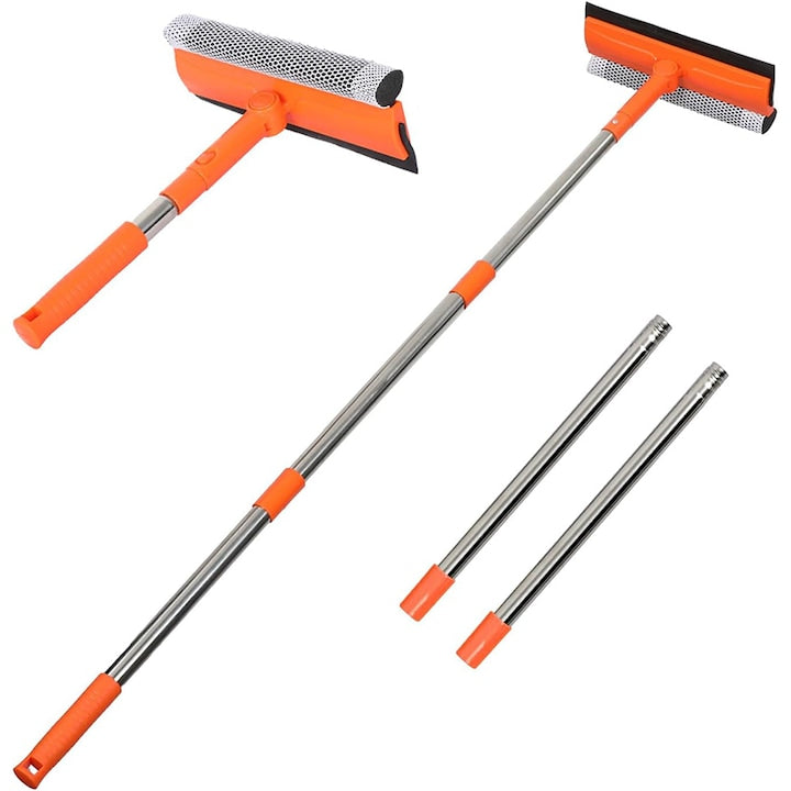 Stergator de Geamuri 2 in 1 Omelivon Stergator Geamuri Telescopic Multifunctional racleta pentru curatare si lustruire 26 - 145cm gri/portocaliu