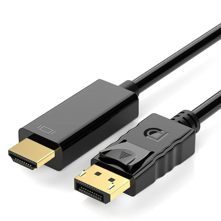 Cablu convertor DisplayPort la HDMI 4K Full HD unidirectional contacte aurite 3 m pentru monitor computer si proiector OUYLAF Negru
