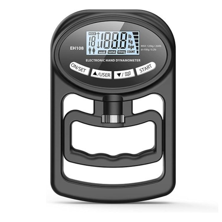 Dinamometru digital pentru masurarea fortei de prindere memorie 19 inregistrari negru USB