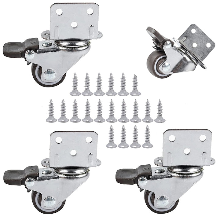 Set of 4 Swivel Casters for Furniture and Flower Pots, Rqiurpn TPR rubber, 360-degree rotation, wear-resistant