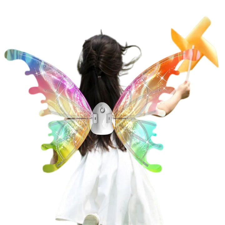 Aripi de fluture electrice cu lumini colorate poate reda muzica Bretele reglabile potrivite pentru persoane cu inaltimea de 80-180 cm Potrivit pentru nunti sarbatori jocuri de rol si spectacole de sarbatori cum ar fi Ziua Copilului Halloween