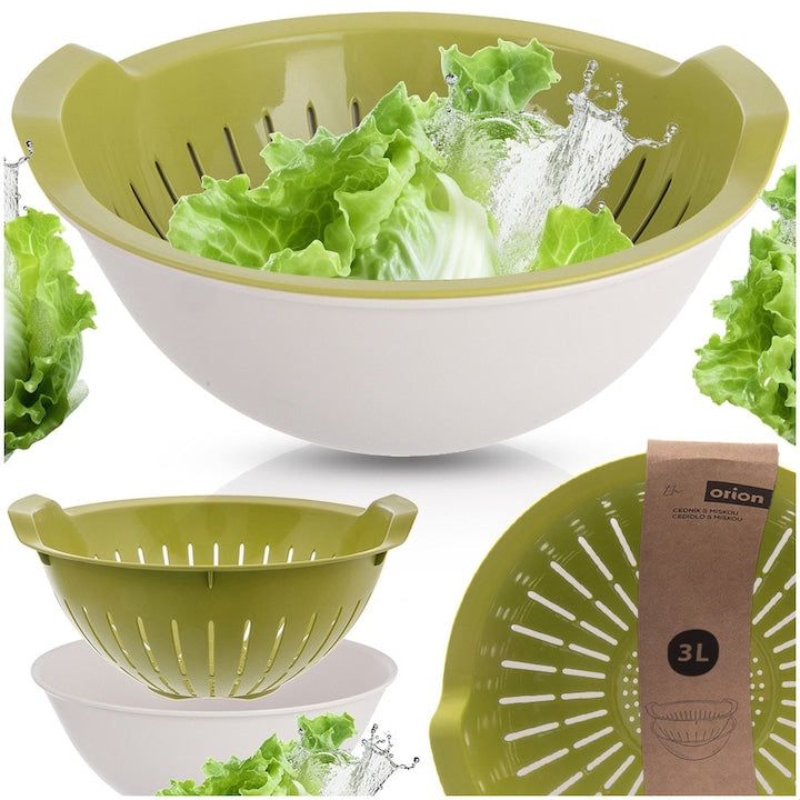 Strecuratoare de bucatarie cu bol 2 In 1 Orion 3L 26x25x12 cm Fabricat Din Materiale De Cea Mai Buna Calitate Fara Bpa Potrivit Pentru Masina De Spalat Vase Si Cuptorul Cu Microunde Depozitare Convenabila Sita Se Incadreaza In Bol Multicolor