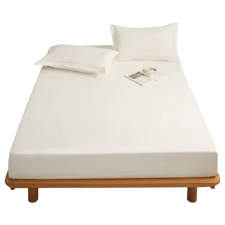 Bed sheet soft, sweat-absorbent, and breathable fabric, with elastic band, 360° fully wrapped, machine washable, 160*200cm White