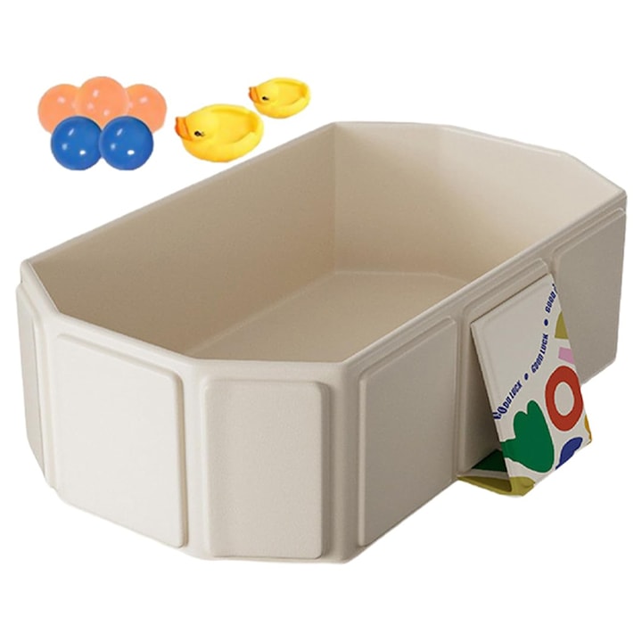 Foldable Bathtub for Children Duueyct with Anti-Slip Base, with Toys, Easy to Store, Perfect for Small Spaces, Suitable for Children, 75x45x25cm, Plastic/ABS, White