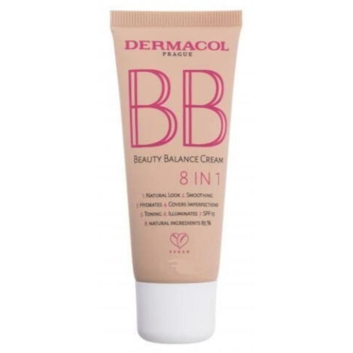Dermacol BB Beauty Balance Cream 8in1 Crema BB pentru o piele luminoasa si uniforma Sand 30 ml
