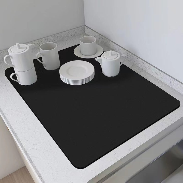 Non-slip absorbent and quick-drying dish drying mat, 30*40 cm, Black
