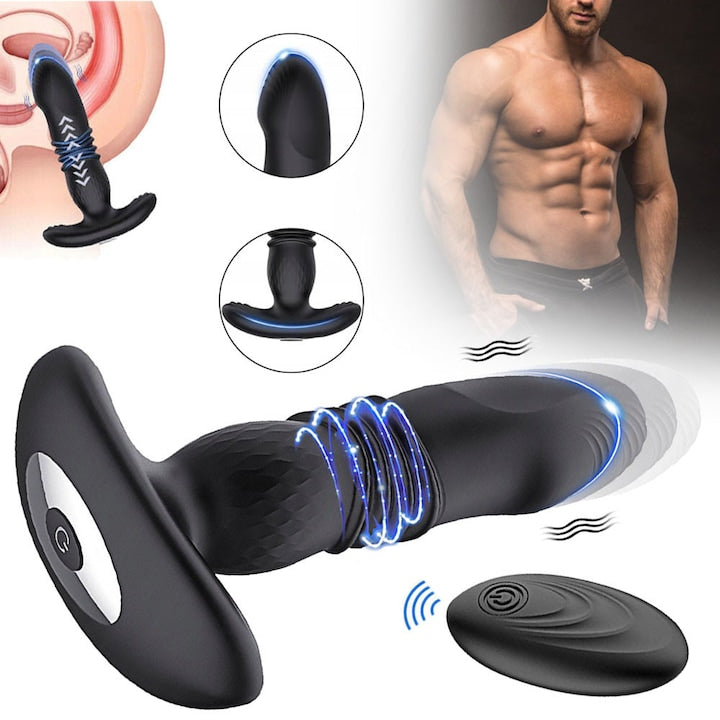 CHOOLY Anal Vibrator with Remote Control, 6 Vibration Modes, Silicone, Waterproof, Black