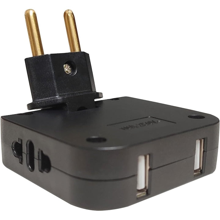 Nybgyy 4-in-1 Rotating 180° Power Socket with 2 USB Ports, Black
