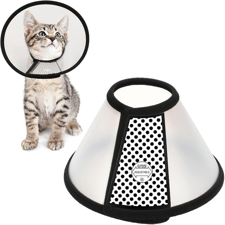 JENUOS Protective Recovery Collar, Adjustable, White, 18-22x11cm, for Cats