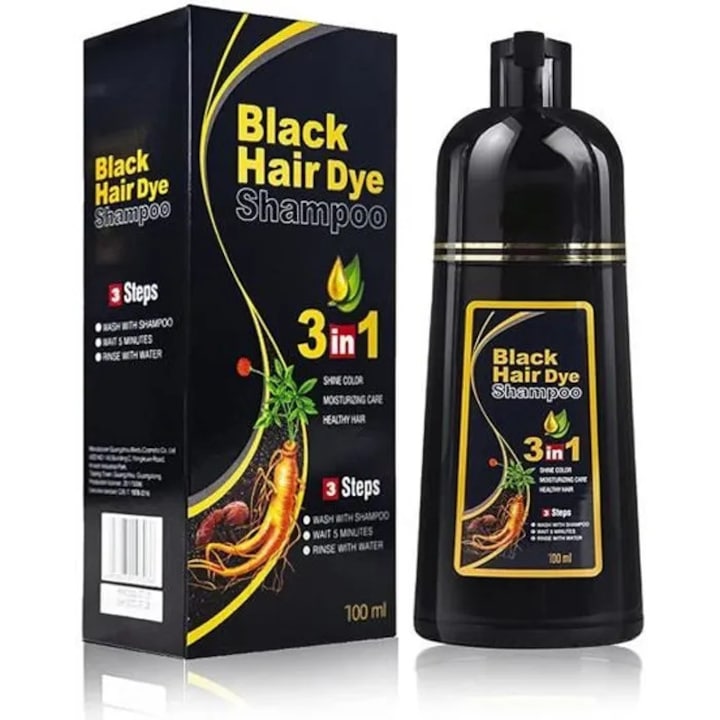 Sampon colorant negru 3 in 1 100ml acoperire 100% gri revitalizant