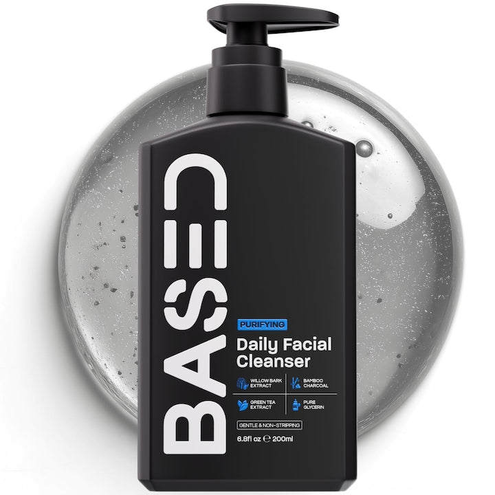 Gel de curatare zilnica pentru fata BASED pentru barbati – Indeparteaza depunerile fara a irita pielea (6.8 fl oz 1 sticla)