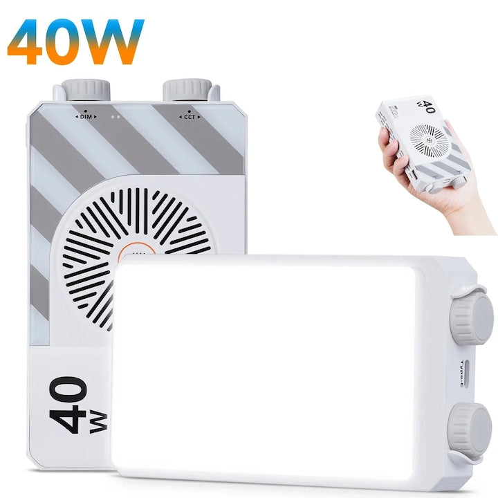 Lampa Video LED WALALLA Portabila CRI 98+ 2700-6200K 8000 de Lumeni Temperatura Culoare si Luminozitate Reglabile 6400mAh Pentru Fotografie in Studio Cu Telefonul Cu Camera Alb
