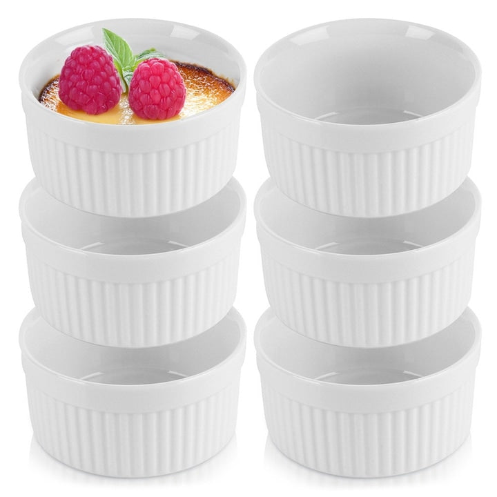 Set De Boluri Rezistente La Caldura Vilde 6 Bucati Alb 10x5 cm Capacitate 260 ml Ceramica Rezistente La Temperaturi Ridicate Pentru Cuptor Microunde Si Masina De Spalat Vase