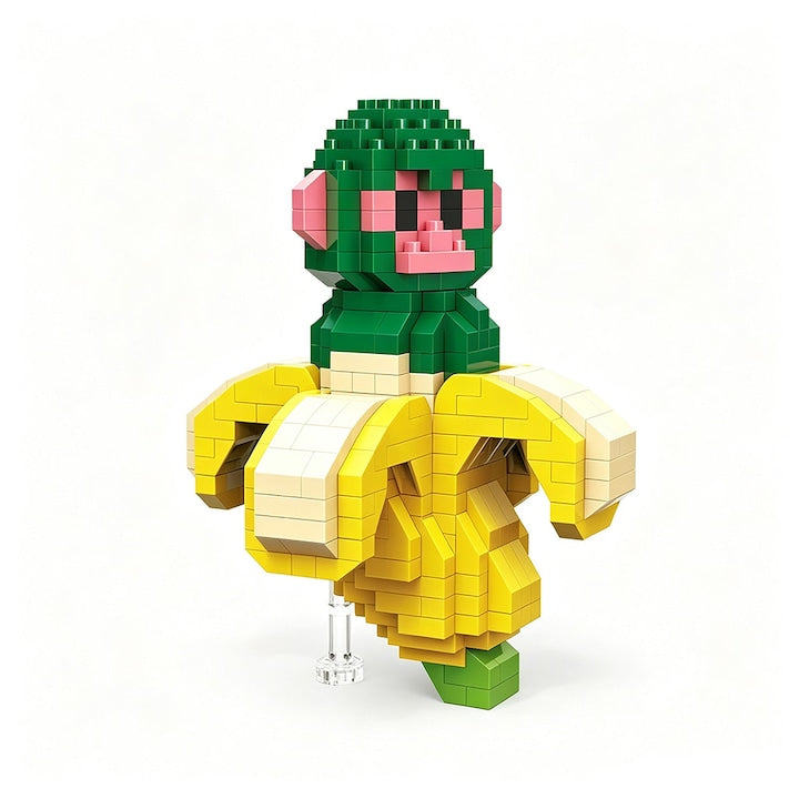 Set de Constructie Mini Maimuta cu Banana Blocuri Creative ~200 Piese 8x8x10.5 cm 14+ Ani
