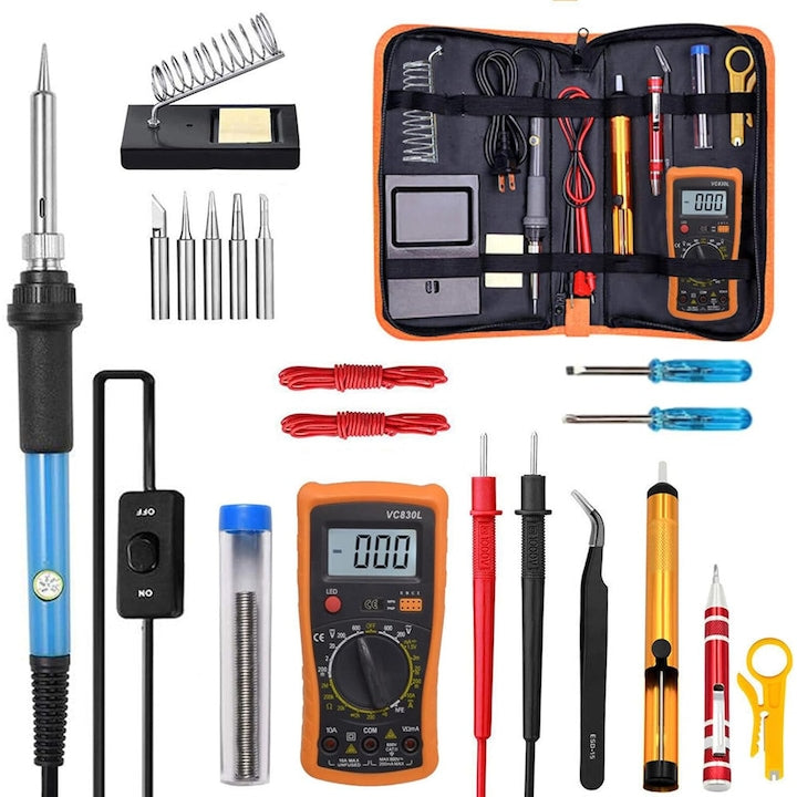 Kit de lipit 21 piese Wacorresi pistol de lipit 60W temperatura ajustabila suport pentru pistol de lipit