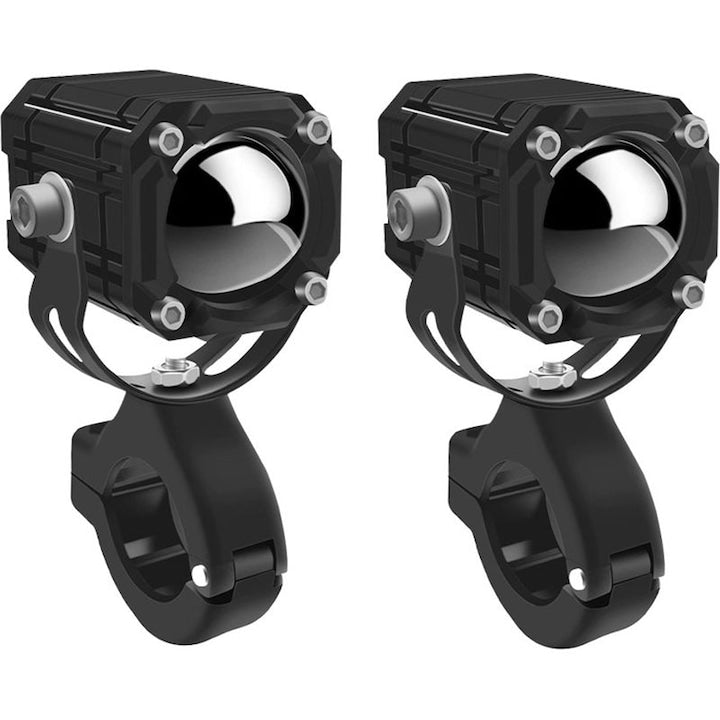 Set 2 Proiectoare Moto LED 12000LM 6000K/3000K Negru 11x9x7cm IP67