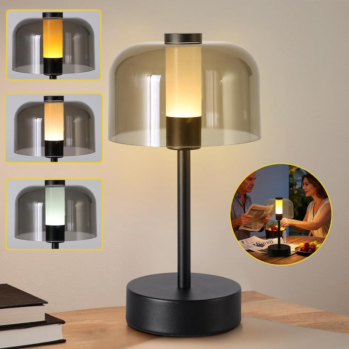 Rechargeable Table Lamp Cordless Desk Lamp Dimmable Portable LED Lamps Touch Control 3 Colors Modern Bedside Reading Lamp for Bedroom Living Room