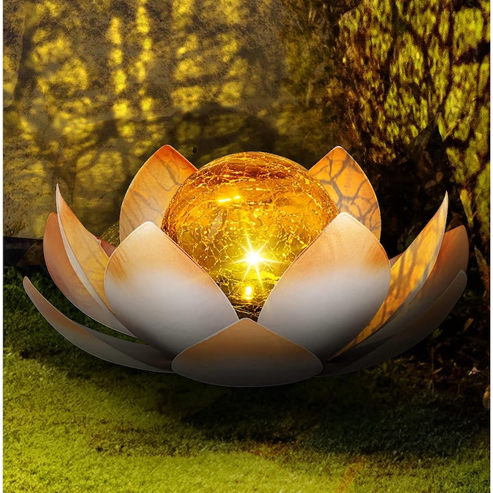 Lampa Solara Swejah Flori de Lotus Comutator Automat 8h IP44 Glob de Cristal EVA ABS Sticla 20*10cm Lampi Solare Ornamente pentru Alei Gazon Terasa Curte si Sol