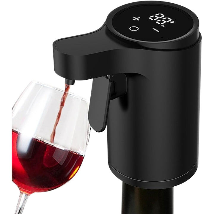 Smart Wine and Beverage Dispenser Omelivon, Automatic Decanting Function, Adjustable Dispensing - Touch, Leak-Proof Technology, Portable, USB Charging, Black