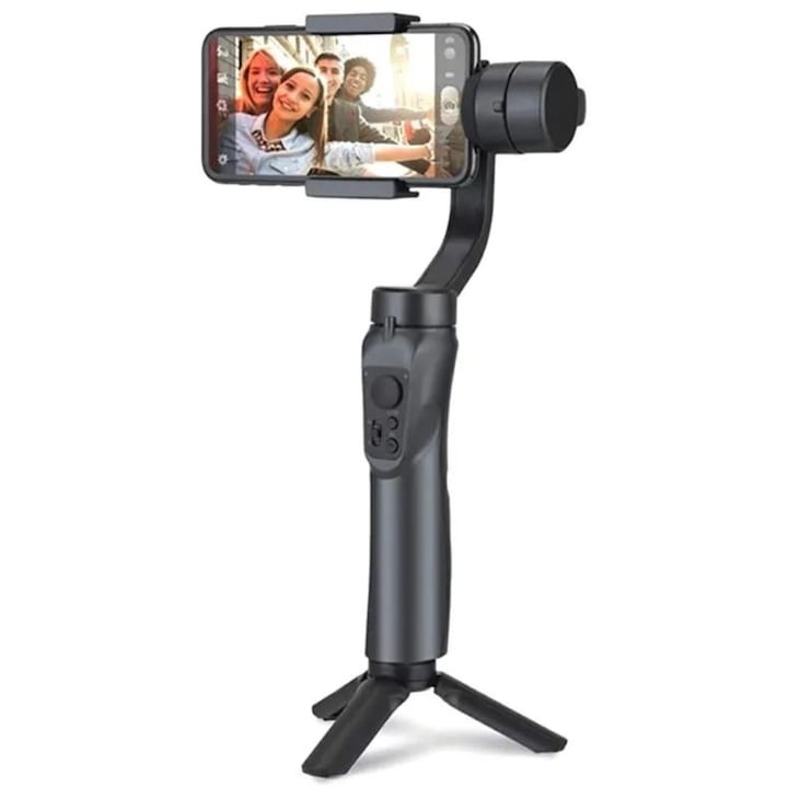 3-Axis Gimbal Image Stabilizer for Smartphone, Auto Face Tracking, Zoom Control, Time Lapse, Black