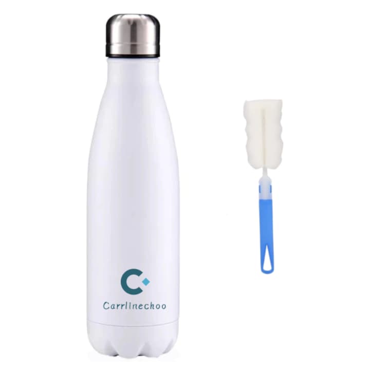 Insulated Bottle made of Food-Grade Stainless Steel 500ml With cleaning brush Eco-Friendly Rust and leak proof Keeps Drink Hot or Cold for 12 hours White