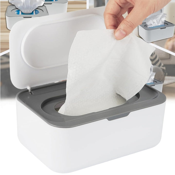 Suport pentru Servetele Swejah Plastic Cutie Servetele cu Capac Rezistent la Praf Deschidere si Inchidere Usoara Antiderapant Pentru Servetele si Servetele Umede pentru Living Bucatarie si Toaleta 19*13*7.8cm Alb