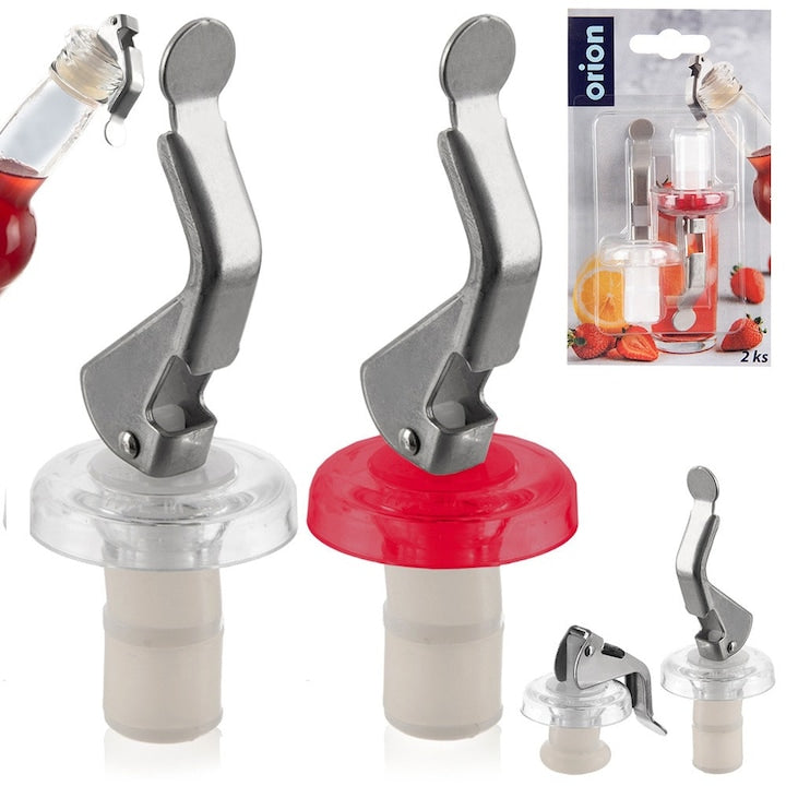 Set Dopuri Pentru Sticle Orion 9x3 cm Material: Otel Inoxidabil Si Plastic Inchidere Hermetica Utilizare Universala Usor De Inchis Si Deschis Multicolor 2 Bucati