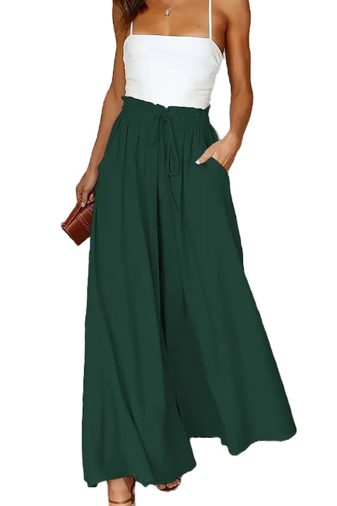 import - Skirt - wide, loose Palazzo style trousers, flowing material, Dark Green 12 installments with 0% interest