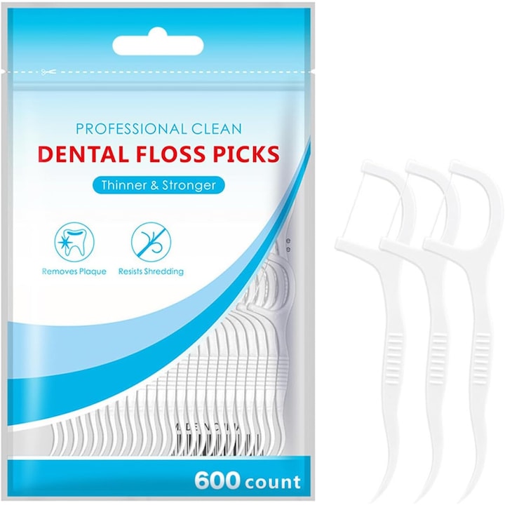 Set 600 Ata dentara cu dozator portabil de ata dentara Alb
