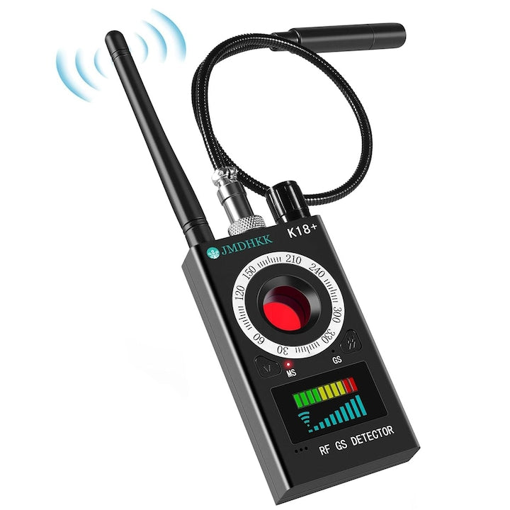 Detector Profesional Aparate Spionaj Pentru camere si microfoane ascunse Localizatoare GPS sau GSM microfoane Reincarcabil autonomie 35 ore anti-spy 1MHZ-8000MHZ Protejeaza intimitatea OUYLAF Negru
