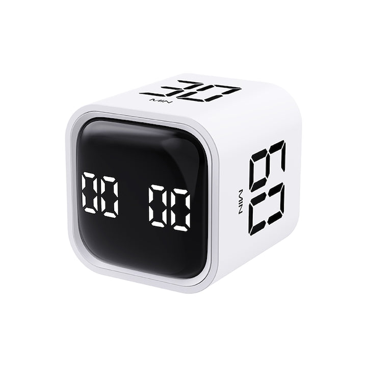 Temporizator Pomodoro Timer Pomodoro pentru Birou Biblioteca si Bucatarie Timer Cub pentru ADHD Ajustabil cu Vibratii si Sunet alb 4.4x4.4x4.6 cm