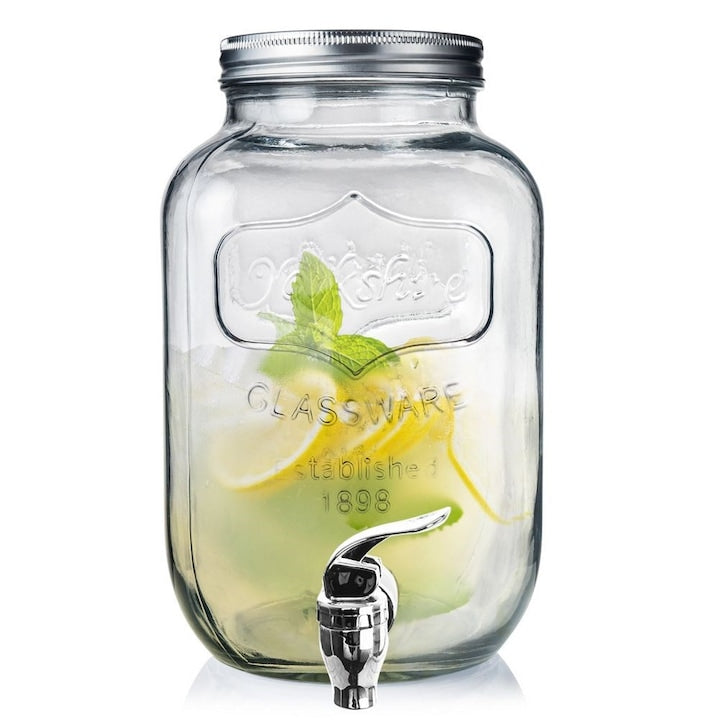 Orion Beverage Jar with Tap, 4 L, 15x25.5 cm, Glass, Closed, Easy to Use, Universal, High-Quality Materials, High-Quality Materials, Transparent